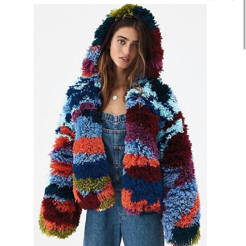 NWT Free People Paint by Numbers Shag Carpet Jacket-M-CONVERSATION STOPPER - Picture 1 of 7